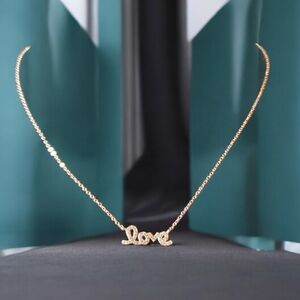 Rose Gold 'Love' Necklace By Macy's Sterling Silver Overlay